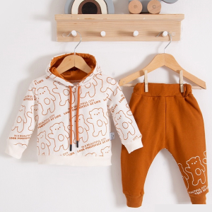 3-18 Ay Erkek Bebek Takımı Çapraz Bears Kapüşonlu Turuncu