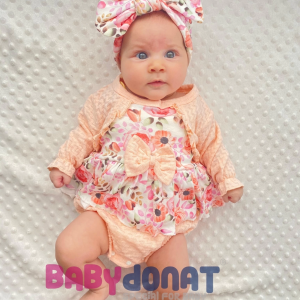 3-12 Ay Bahar Çiçekleri Bandanalı Kız Bebek Romper Somon