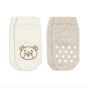 Bistyle Hayvan Figürlü Kaymaz Soket Çorap 2'Li BS10104 Bej Ekru