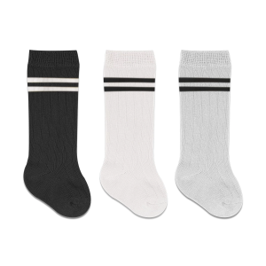 Bistyle Derby Dizaltı Çorap 3'lü Bs40101 Siyah Ekru Gri Çemberli