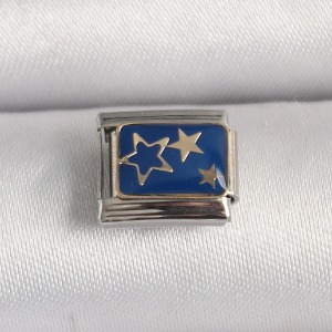 316L Çelik Gümüş Renk Mavi Gold Yıldız İşlemeli Nomination Charm