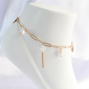 316L Çelik Gold Renk Kalp Detaylı Sallantılı Halhal