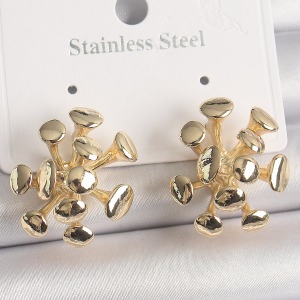 Pirinç Gold Renk Virüs Figür Model Kadın Küpe