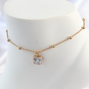 316L Çelik Gold Renk Topçuk Zincir Model Sallantı Kare Zirkon Taş Model Kadın Halhal